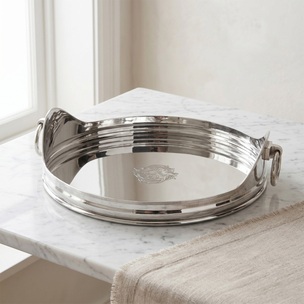 Dekoratif Derin Formlu Paslanmaz Çelik Büyük Tepsi 45 cm - 3