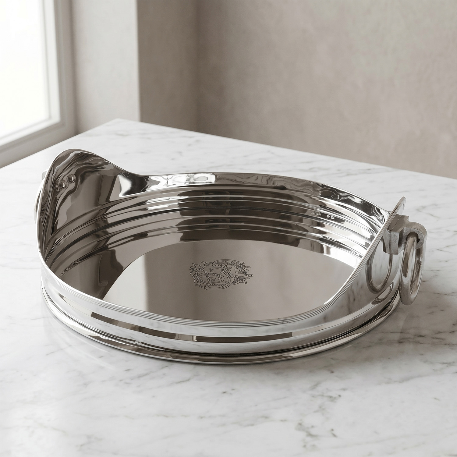 Dekoratif Derin Formlu Paslanmaz Çelik Tepsi 40 cm - 3