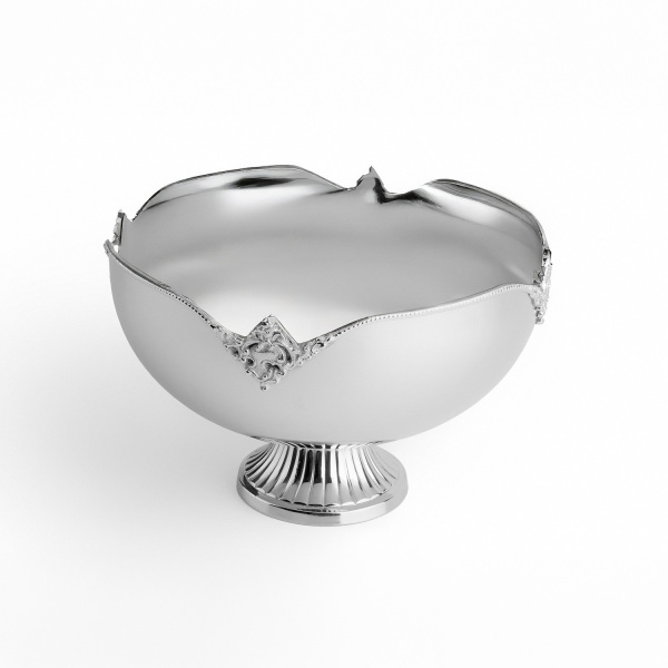 Dekoratif İşlemeli Ayaklı Paslanmaz Çelik Kase 25 cm