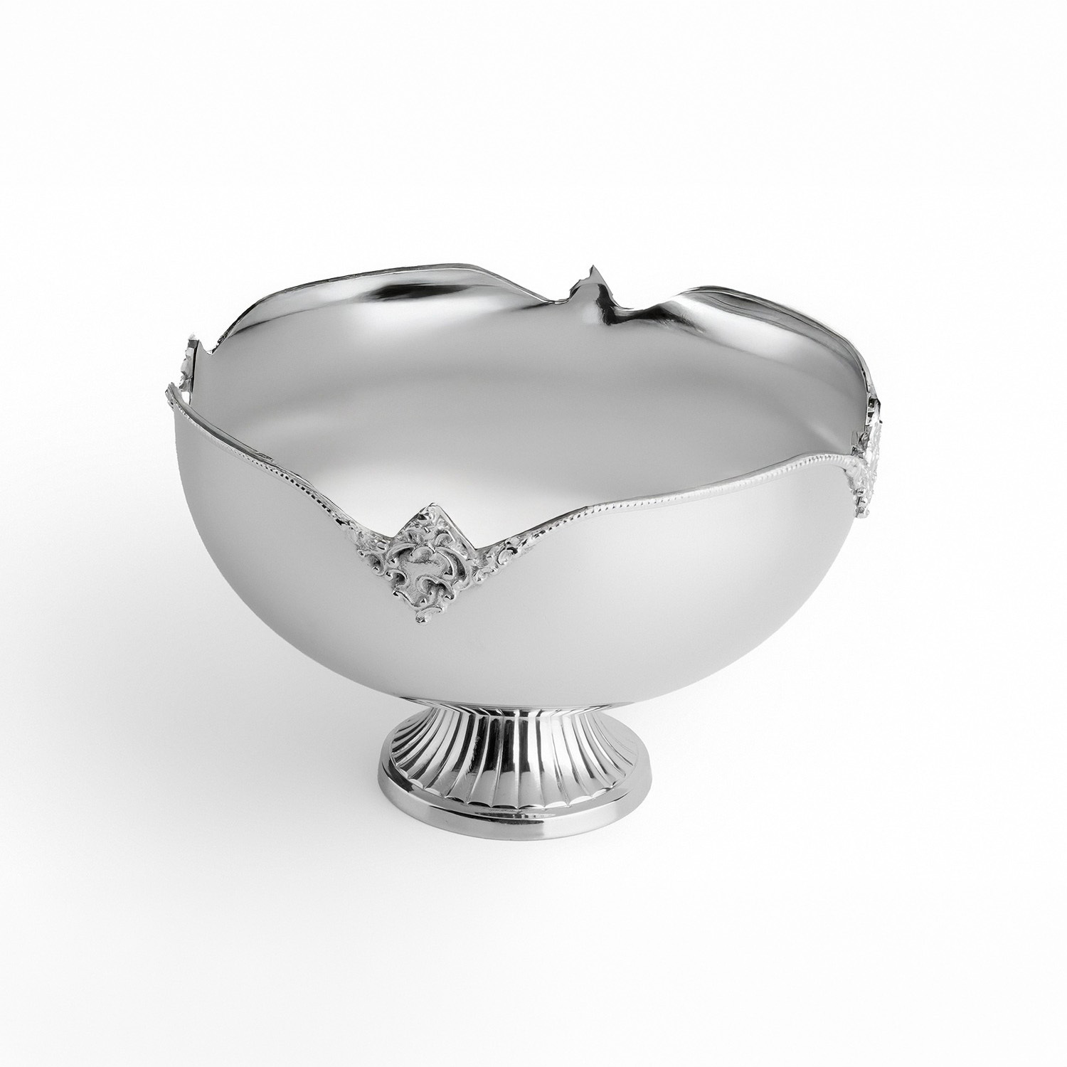 Dekoratif İşlemeli Ayaklı Paslanmaz Çelik Kase 25 cm - 1