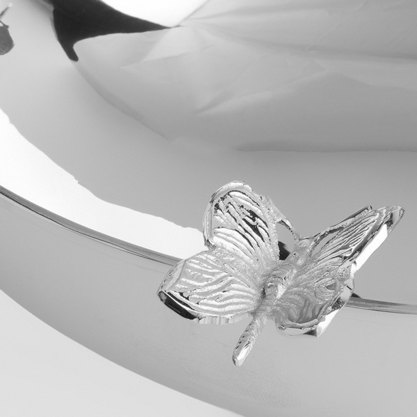 Dekoratif Kelebek Detaylı Ayaklı Paslanmaz Çelik Gondol 39 cm (1)