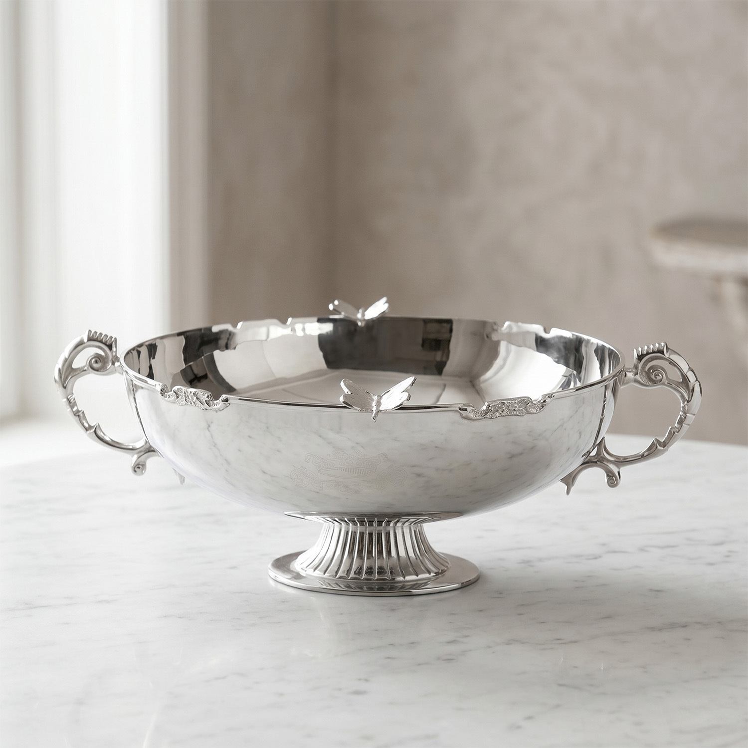 Dekoratif Kelebek Detaylı Ayaklı Paslanmaz Çelik Gondol 39 cm - 3