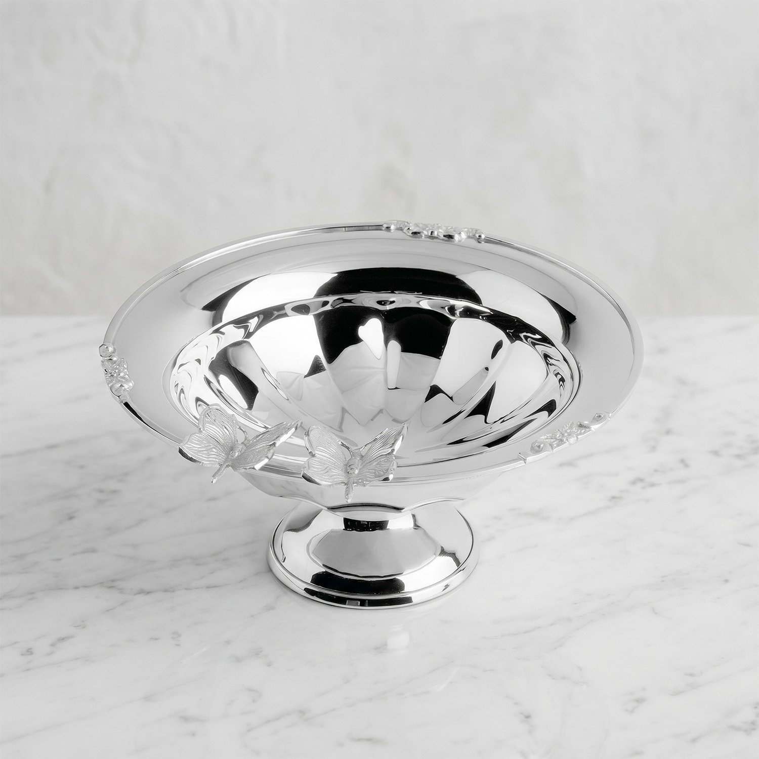 Dekoratif Kelebek Detaylı Ayaklı Paslanmaz Çelik Kase 22 cm - 3