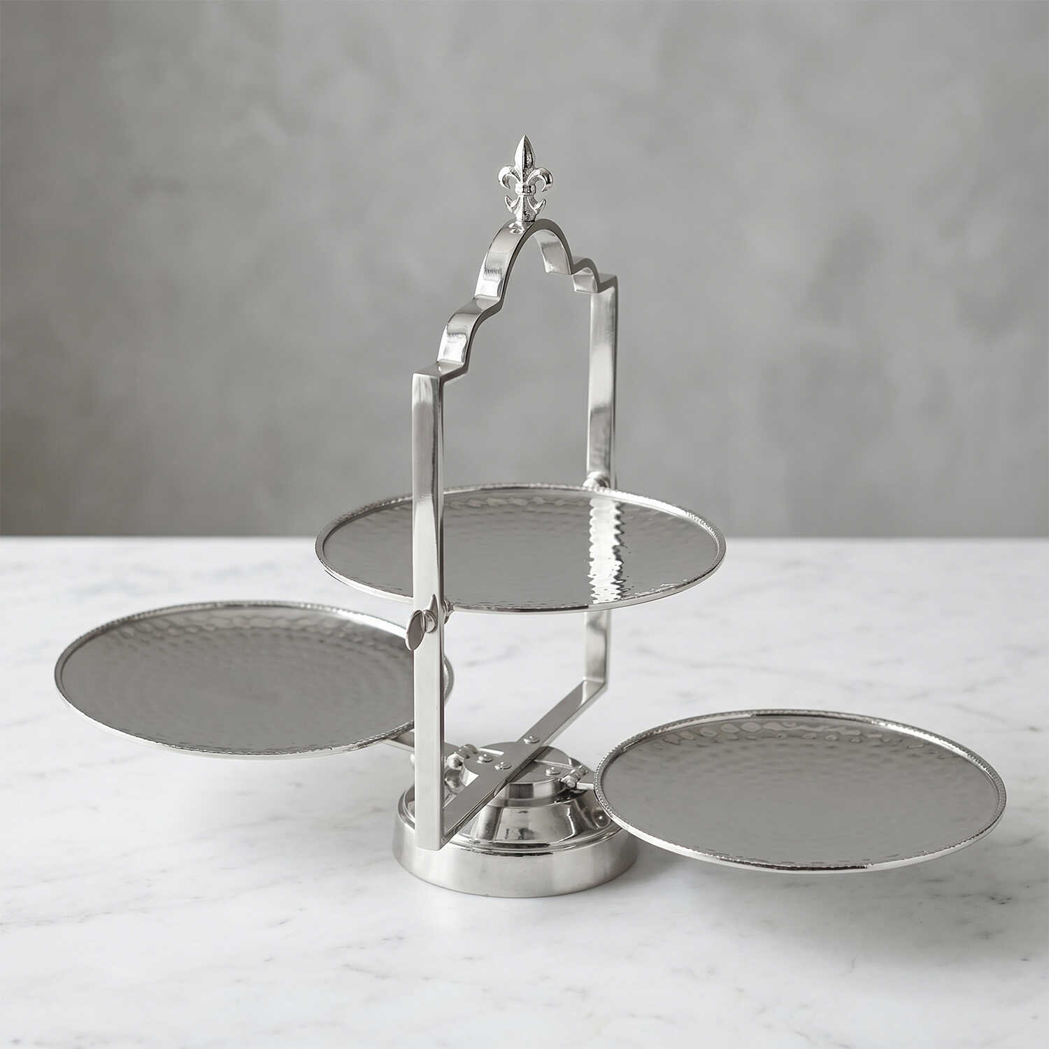 Dekoratif Paslanmaz Çelik Katlı Üçlü Sunumluk 41 cm - 2