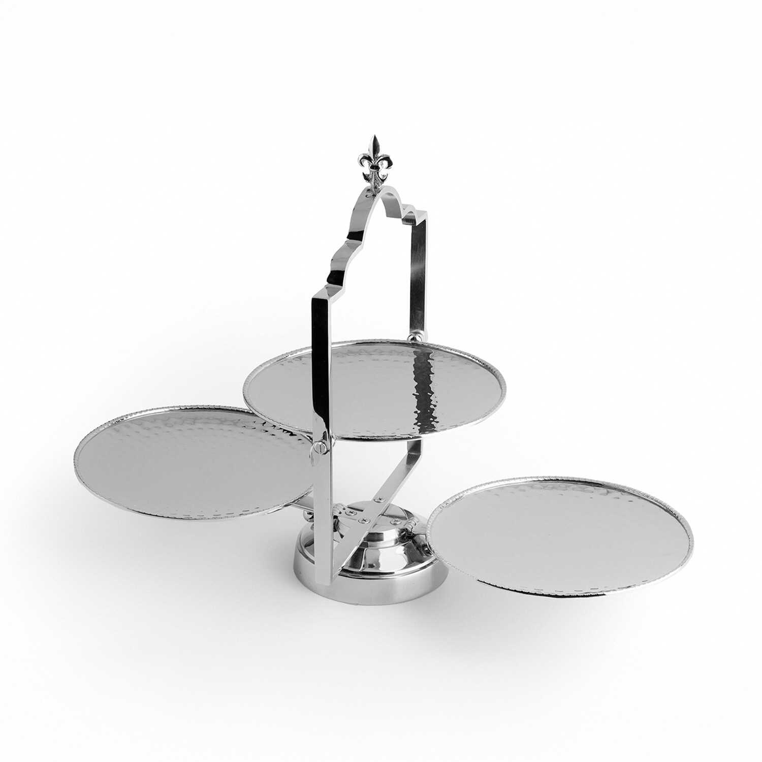 Dekoratif Paslanmaz Çelik Katlı Üçlü Sunumluk 41 cm - 1