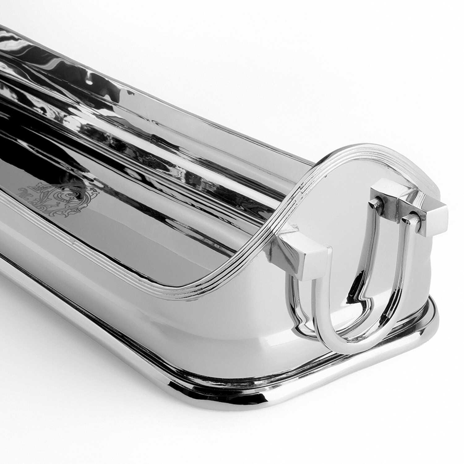 Dekoratif Paslanmaz Çelik Uzun Sunum Tepsisi 49 cm - 2