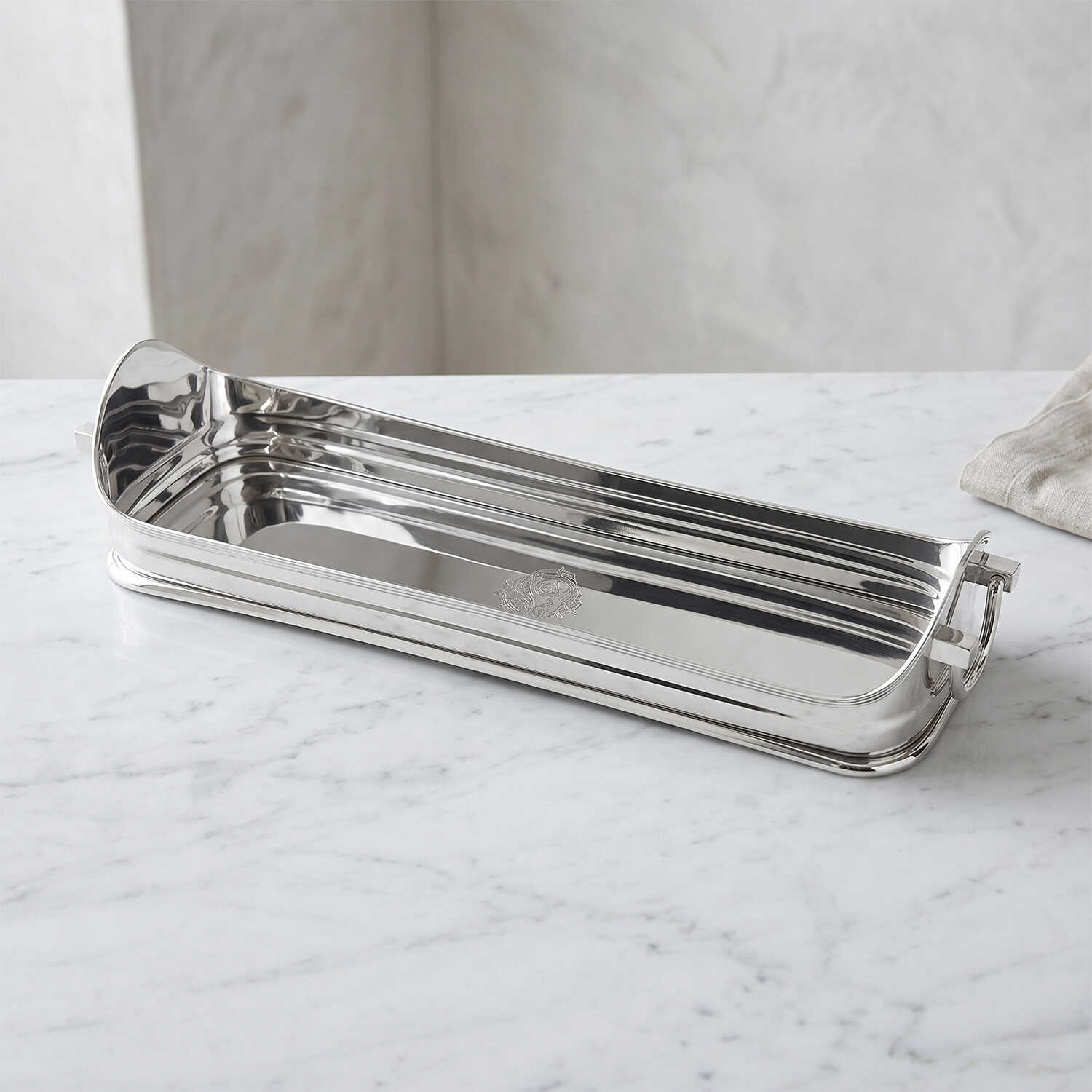 Dekoratif Paslanmaz Çelik Uzun Sunum Tepsisi 49 cm - 3