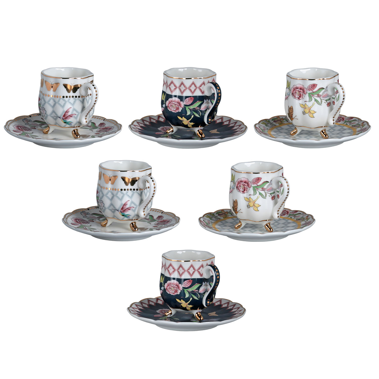 Evelyn Bone 6Li Ayakli Kahve Fincani Seti - 1