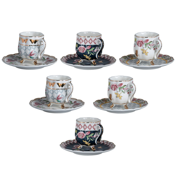Evelyn Bone 6Li Ayakli Kahve Fincani Seti
