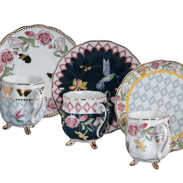 Evelyn Bone 6Li Ayakli Kahve Fincani Seti (1)