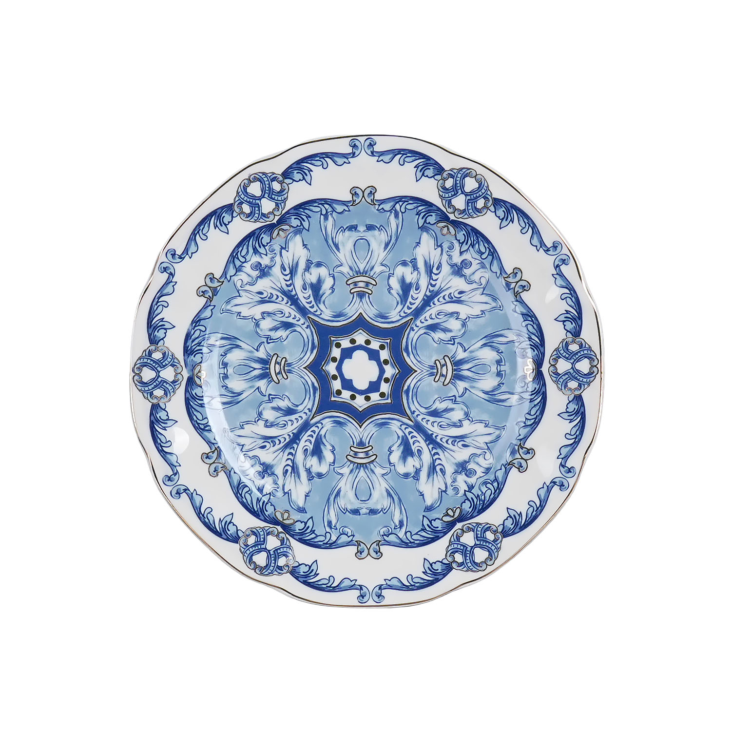 Florance Mavi&Beyaz Desenli New Bone China Porselen 24 parça Yemek Takımı - 4