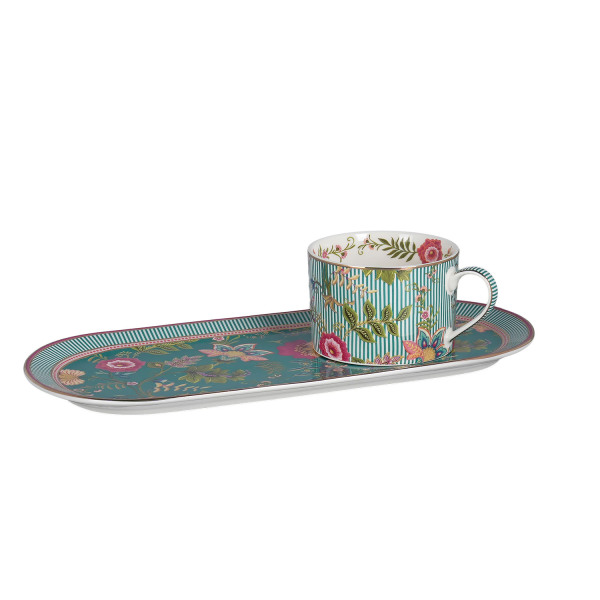 Florine Bone Tek Kişilik Tepsili Cay Fincan Seti