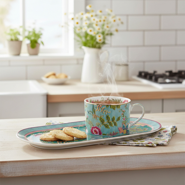 Florine Bone Tek Kişilik Tepsili Cay Fincan Seti (1)