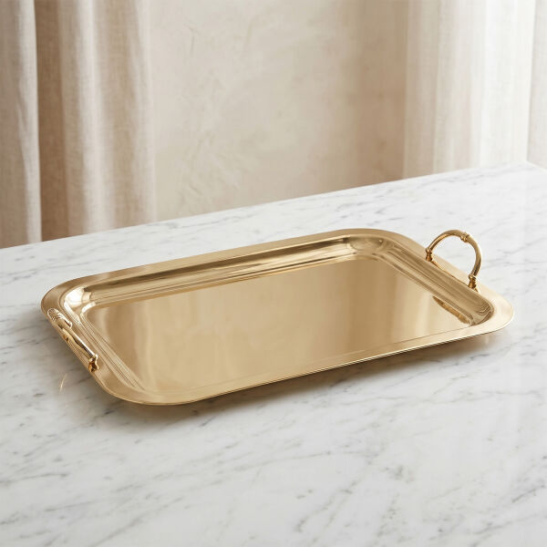 Gold Paslanmaz Çelik Dekoratif Büyük Tepsi 63 cm (1)