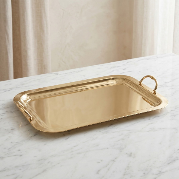 Gold Paslanmaz Çelik Dekoratif Büyük Tepsi 63 cm (1)