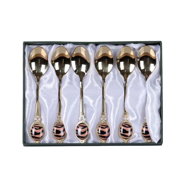 Lucky Art Juliet Paslanmaz Çelik Porselen 6 lı Çay Kaşığı Seti - 4