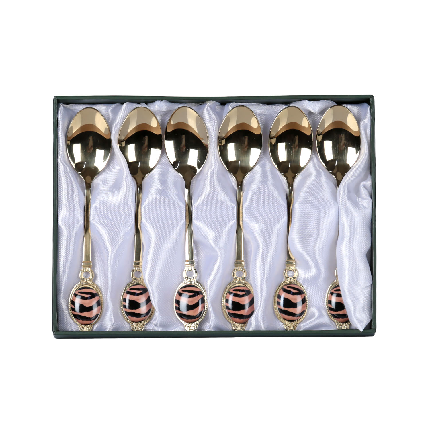 Lucky Art Juliet Paslanmaz Çelik Porselen 6 lı Çay Kaşığı Seti - 4