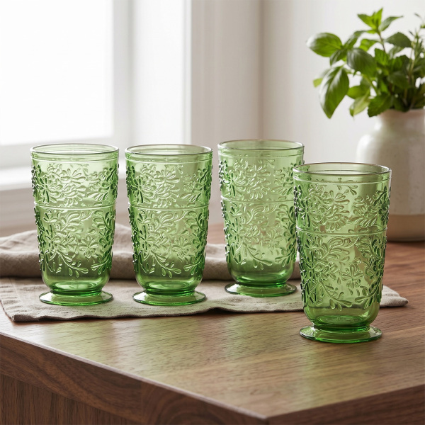 Laurus Akrilik Yeşil 4’lü Bardak Seti 450ml (1)