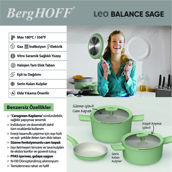 Berghoff Leo Balance 5 Parça Tencere Seti Sage (1)