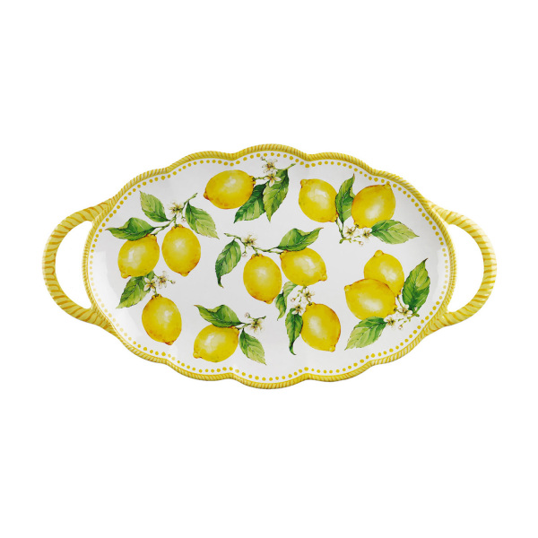 Limora Melamin 48 cm Kulplu Oval Tepsi