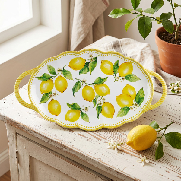 Limora Melamin 48 cm Kulplu Oval Tepsi (1)