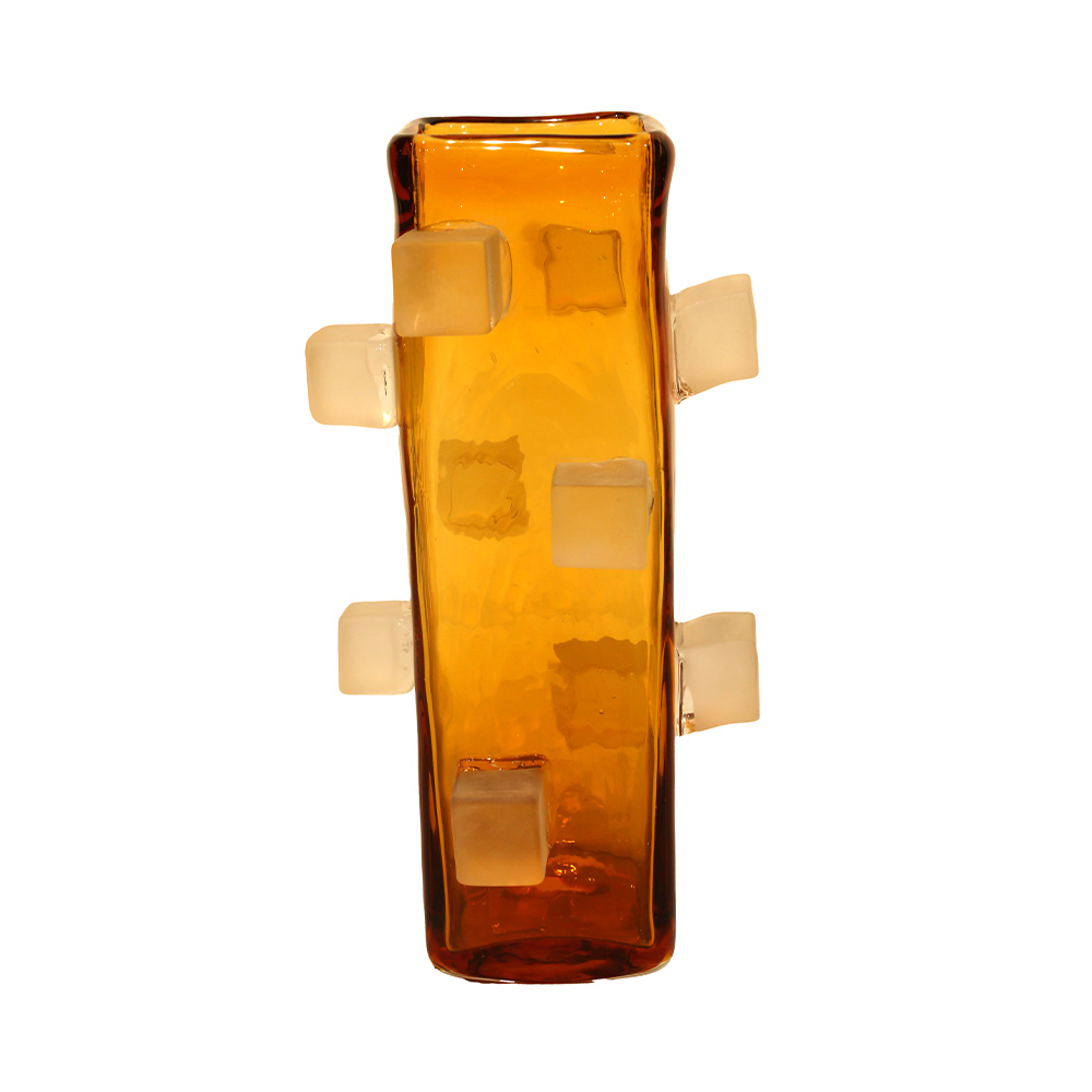 Lucky Art Amber Rengi Boğumlu Retro Cam Vazo 14,5*14,5*29 - 1