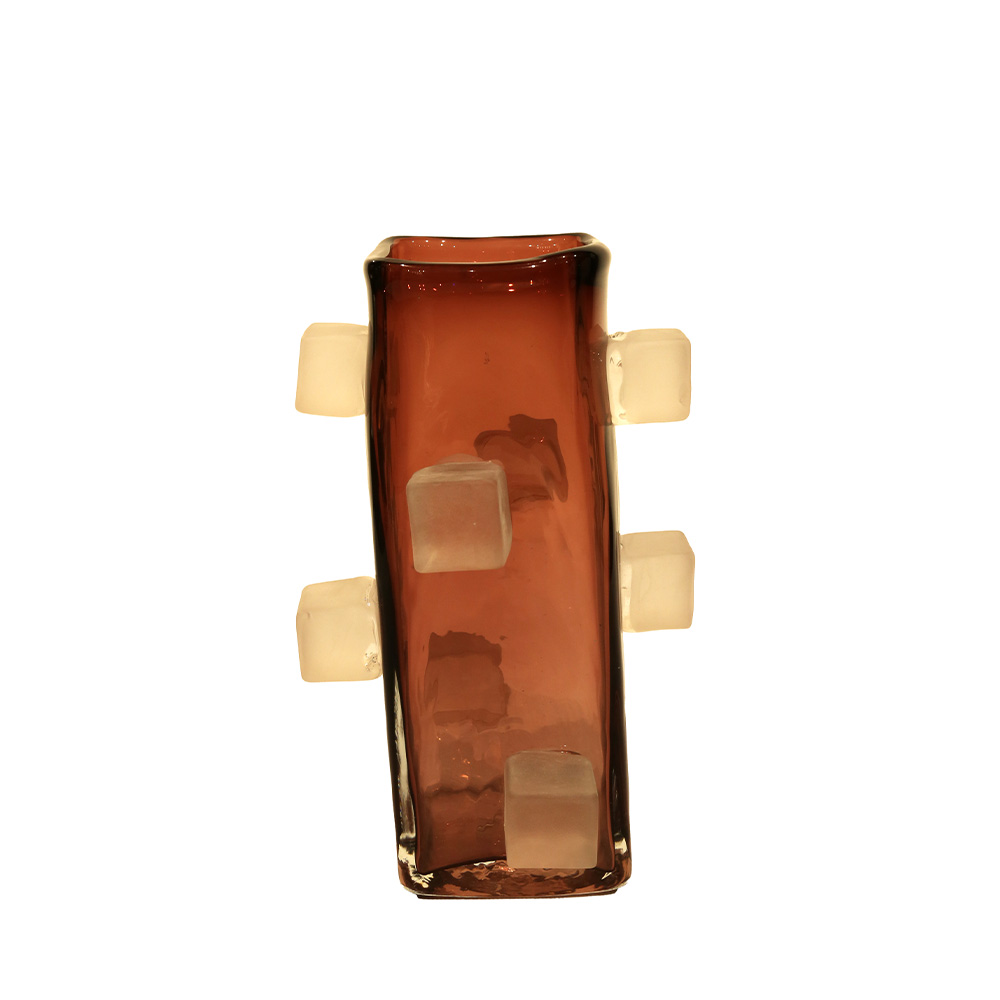 Lucky Art Amber Rengi Boğumlu Retro Cam Dekoratif Meyvelik 33*33*8,5 - 1