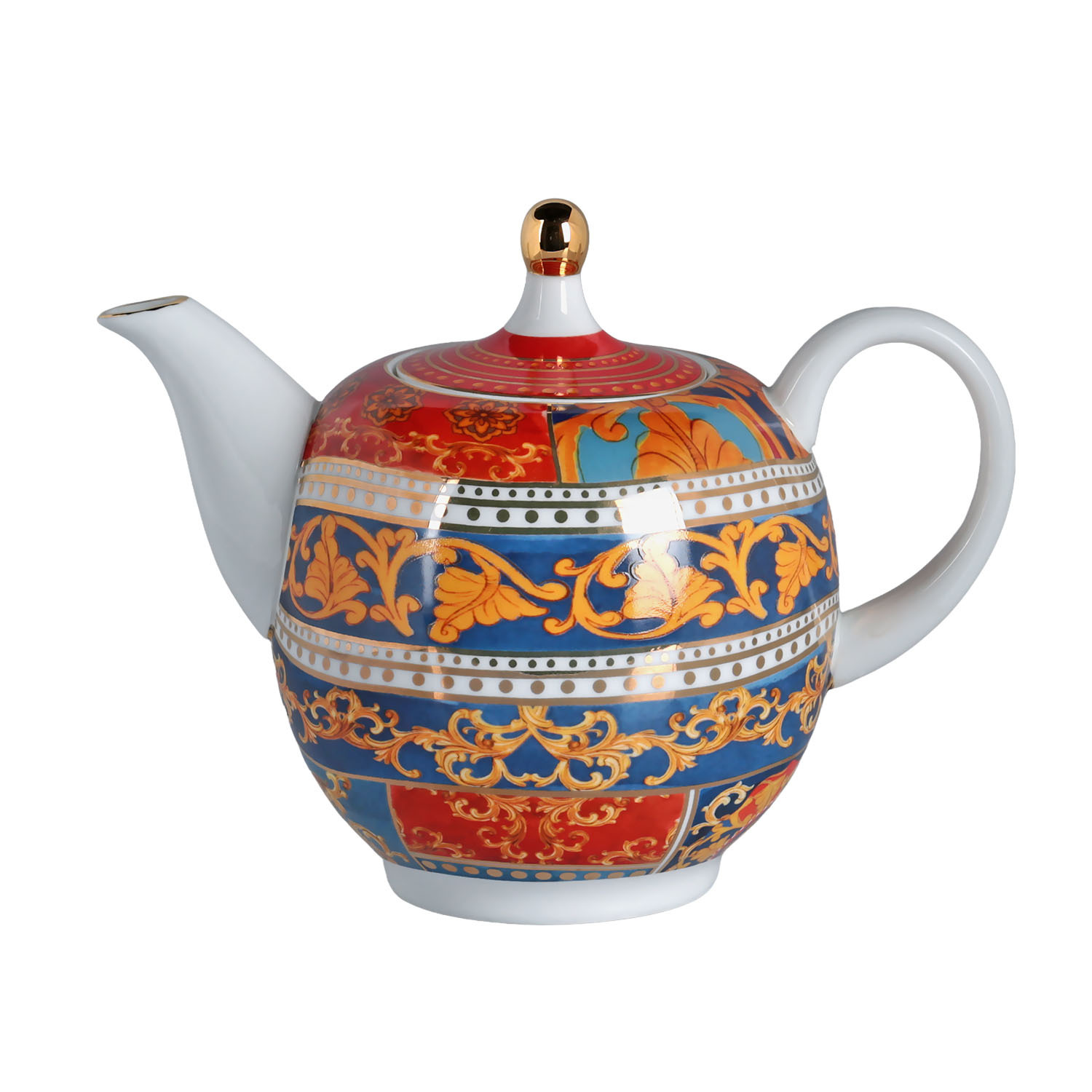 Clarissa Bone China Porselen Mavi Beyaz Çaydanlık 1300 ml - 1