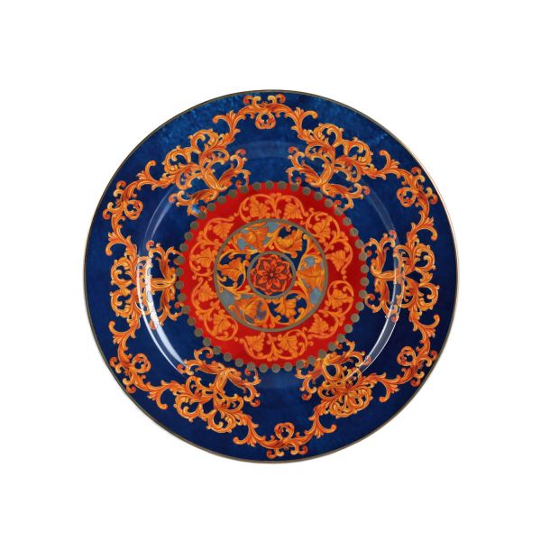 Lucky Art Clarissa Bone China  Porselen Mavi Kırmızı Barok Desenli 4 lü Tatlı Tabağı Seti 20 cm - 3