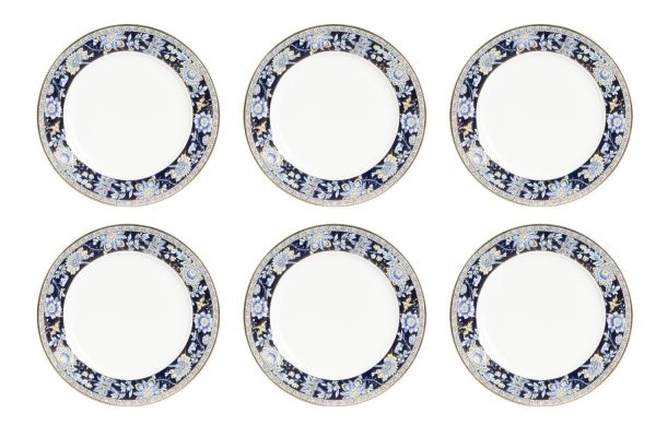 Lucky Art Eudora New Bone China Porselen Lacivert Çiçek Desenli 6lı Tabak Seti 27 cm