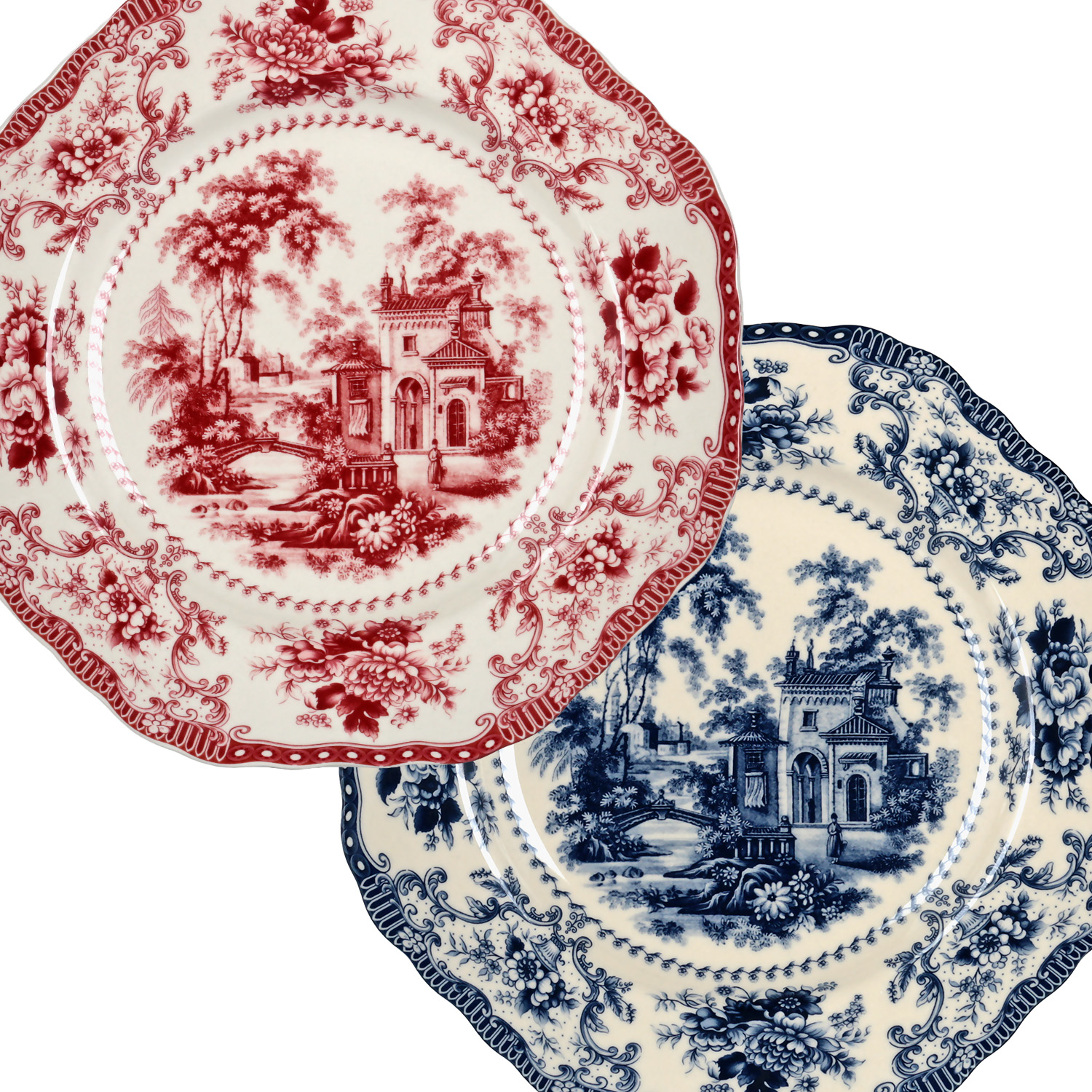 Florantine 27cm 6Li Tabak Seti Kirmizi-Mavi - 2