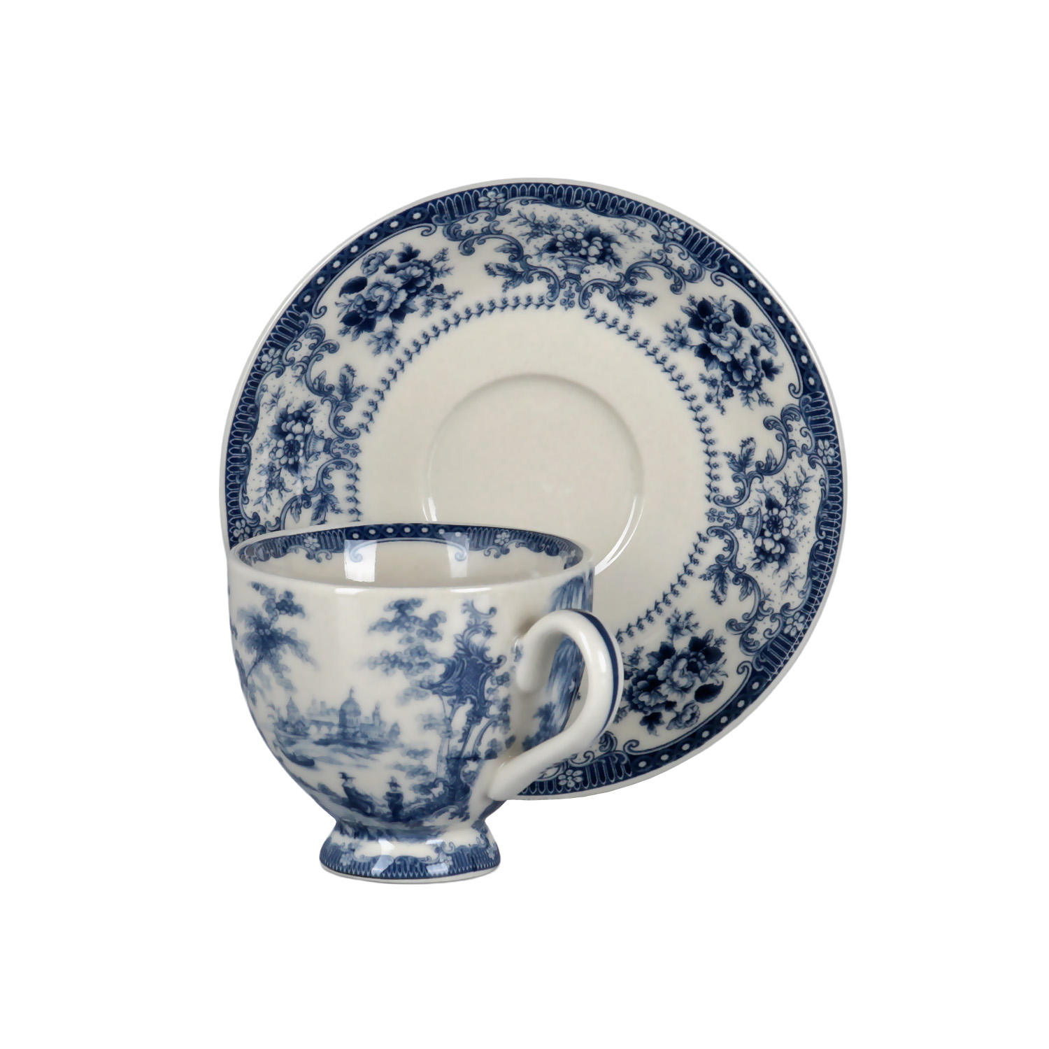 Florantine 4Lu Ayakli Kahve Fincani Seti Mavi - 2