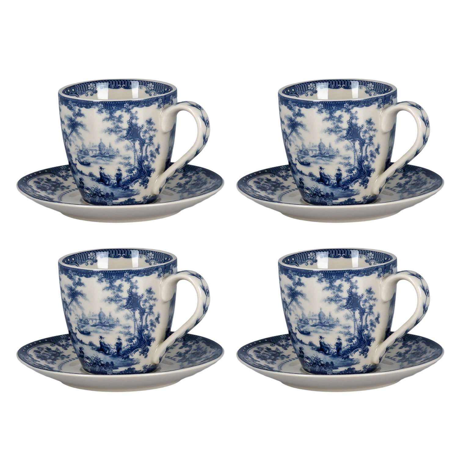 Florantine 4Lu Kahve Fincani Seti Mavi - 1