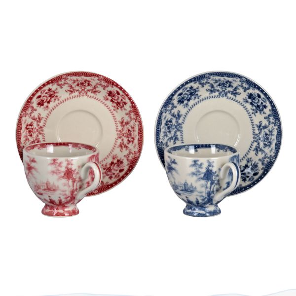 Lucky Art - Lucky Art Florantine 6Li Ayakli Kahve Fincani Seti Kirmizi-Mavi 100 cc (1)