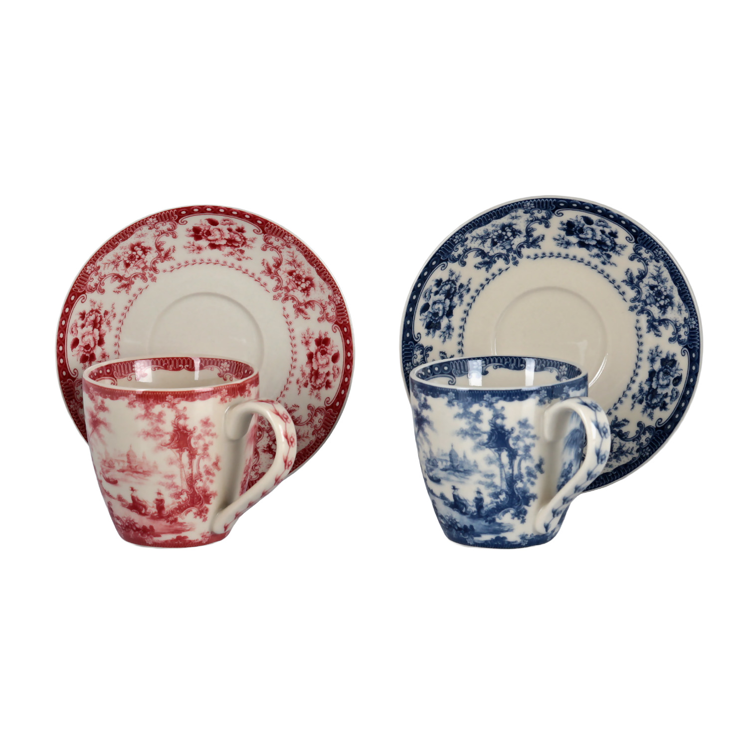 Florantine 6li Kahve Fincani Seti Kirmizi-Mavi 120 cc - 2