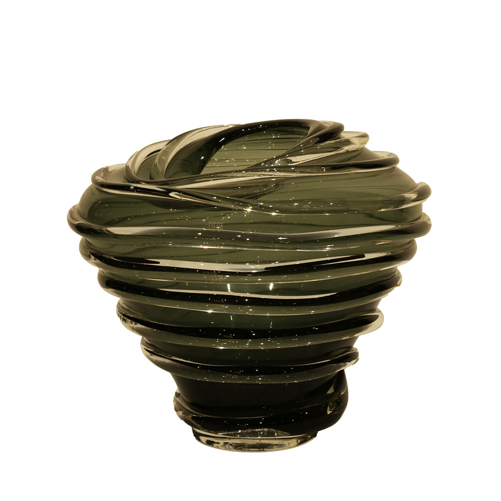 Lucky Art Cam yeşil halkalı kase 25x25x21cm - 1