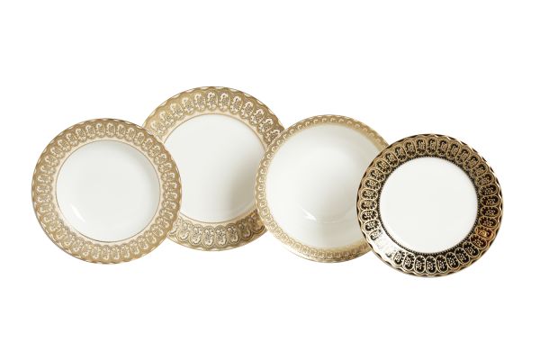 Lucky Art Isadora Bone China Porselen Gold Kenar detaylı Klasik Yemek Takımı 67 parça