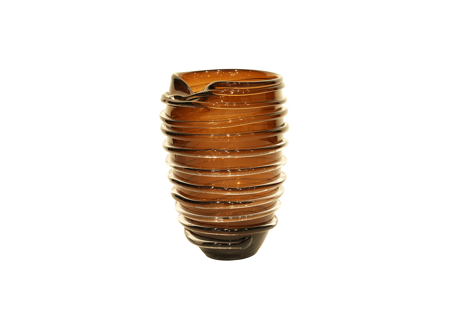 Lucky Art Amber Rengi Amorf Yapılı Modern Cam Vazo 16*12*26 - 1