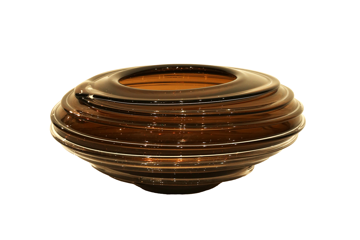 Lucky Art Amber Rengi Amorf Yapılı Modern Cam Kase 32*14*17 - 1