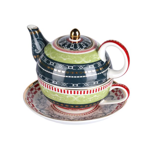 Lucky Art - Lucky Art Lancelot New Bone China Porselen Demlik ve Fincan Seti (1)