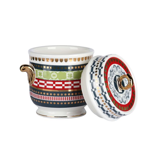 Lucky Art - Lucky Art Lancelot New Bone China Porselen Kulplu 16 cm Kavanoz (1)