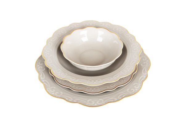 Lucky Art Laurance Taş Rengi New Bone China Yemek Takımı 24 parça