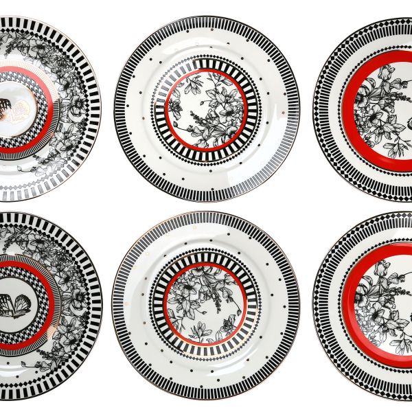 Lucky Art - Lucky Art Maggey New Bone China Porselen 20cm 6lı Servis Tabağı (1)