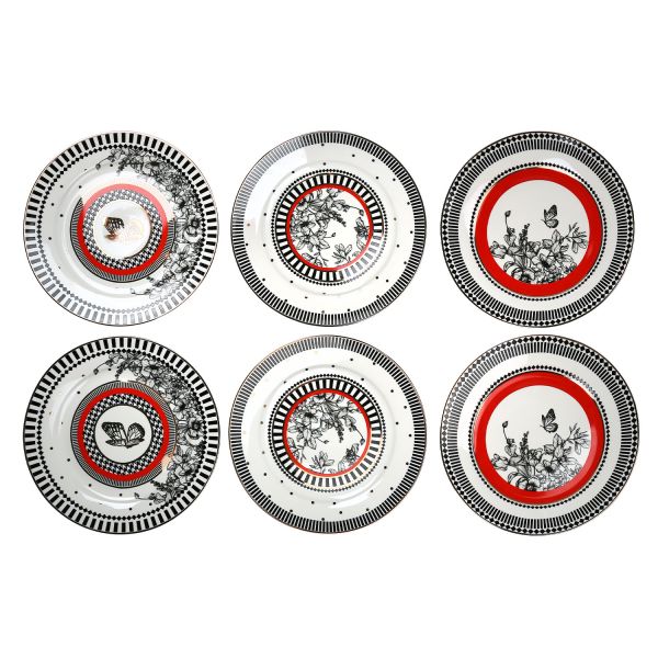 LUCKYART - Luckyart Maggey New Bone China Porselen 20 cm 6'lı Servis Tabağı (1)
