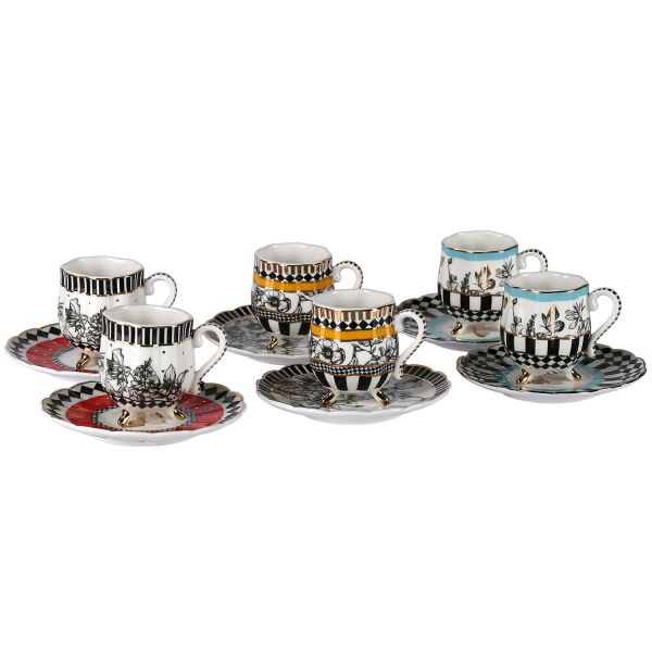 LUCKYART - Luckyart Maggey New Bone China Porselen 6'lı Ayaklı Kahve Fincanı Seti (1)