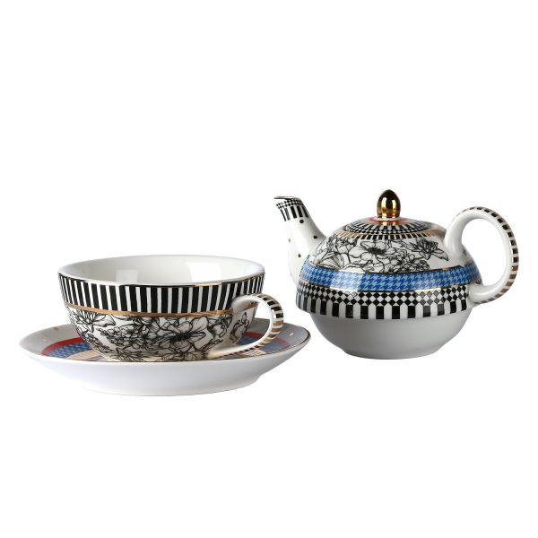 LUCKYART - Luckyart Maggey New Bone China Porselen Demlik ve Fincan Seti (1)