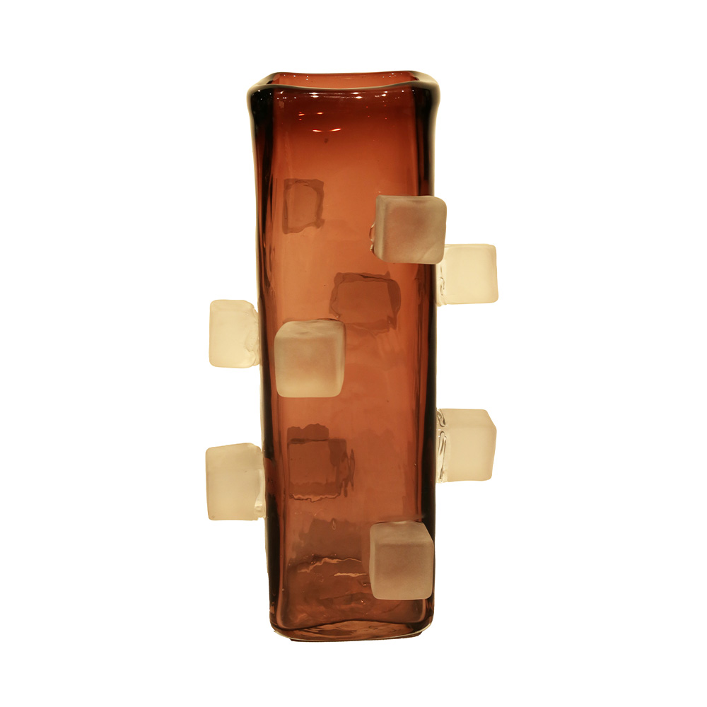 Lucky Art Amber Rengi Boğumlu Retro Cam Dekoratif Kase 26*26*12 - 1