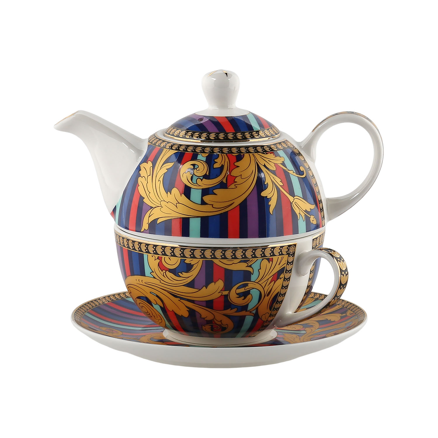 Lucky Art Valencia Bone Tek Kisilik Demlik & Fincan Set - 1