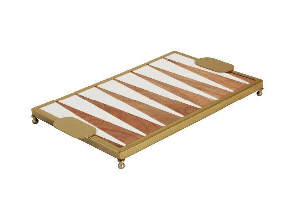 Lucky Art Dikdortgen Krem-Kahve Tepsi 40 Cm