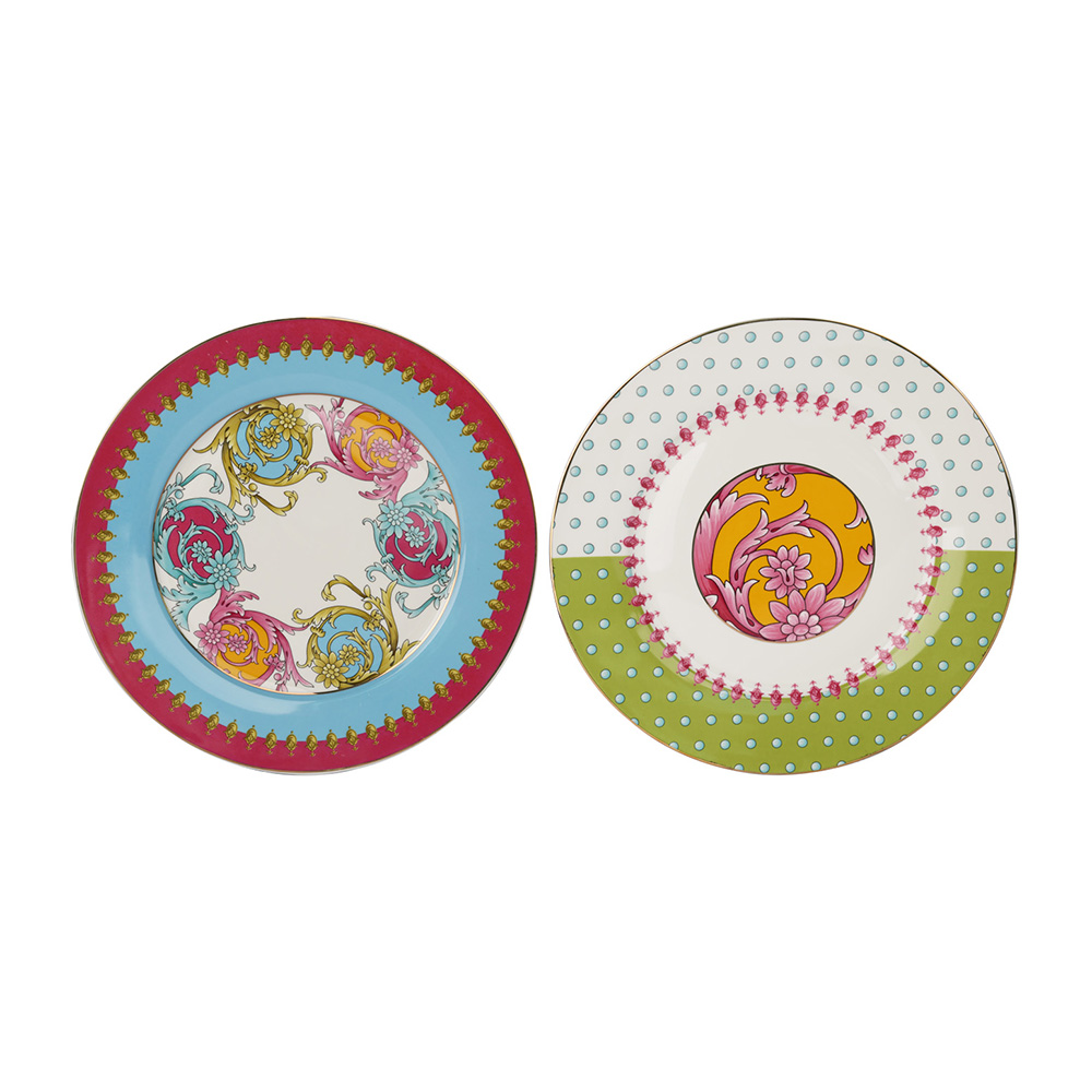 Lucky Art Estelle Bone China Porselen Karışık Desenli 4 lü Servis Tabağı Seti 27 cm - 1